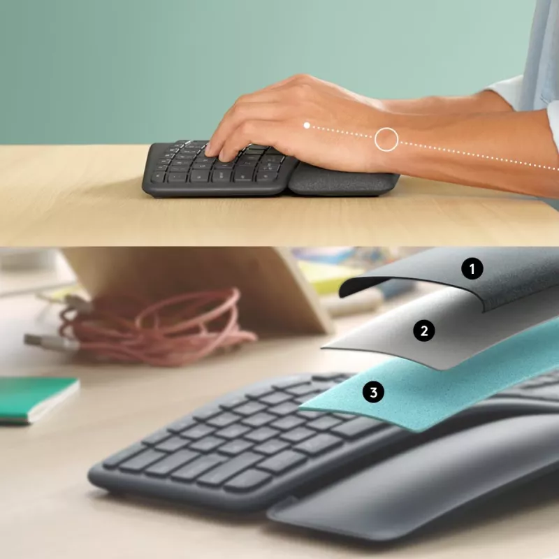 LOGITECH Ergo K860 - Kabellose Split-Tastatur Graphit Qwerty US/International