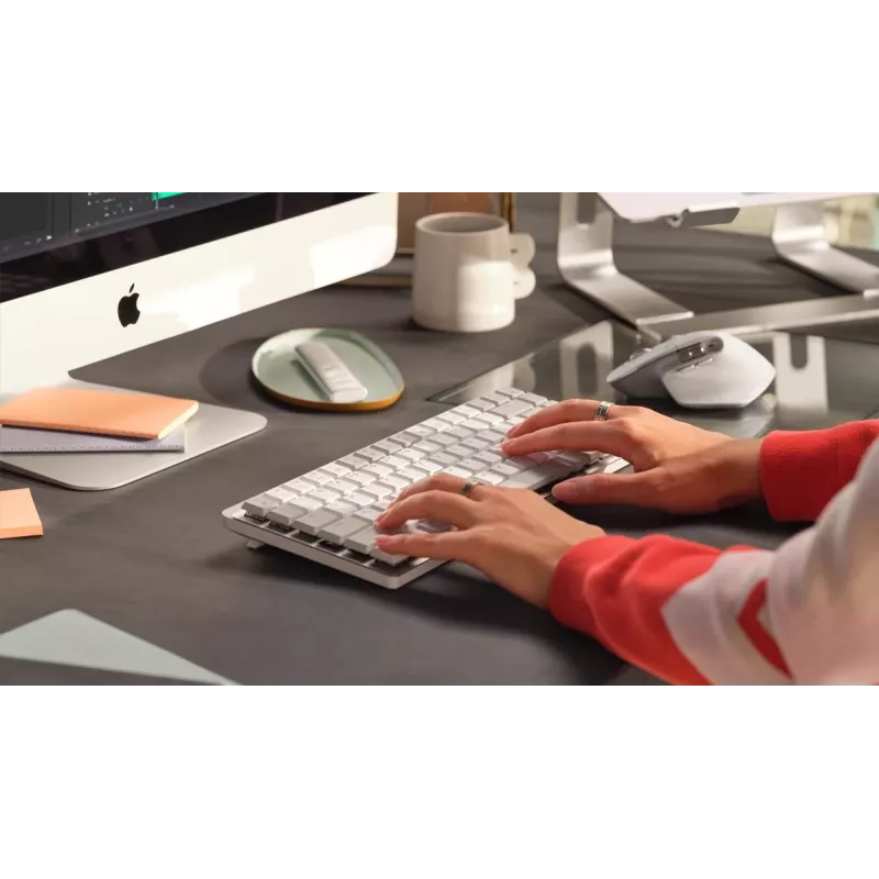 LOGITECH MX Mechanical Mini für Mac Minimalistische kabellose beleuchtete Performance-Tastatur Hellgrau - US Inte - Qwerty