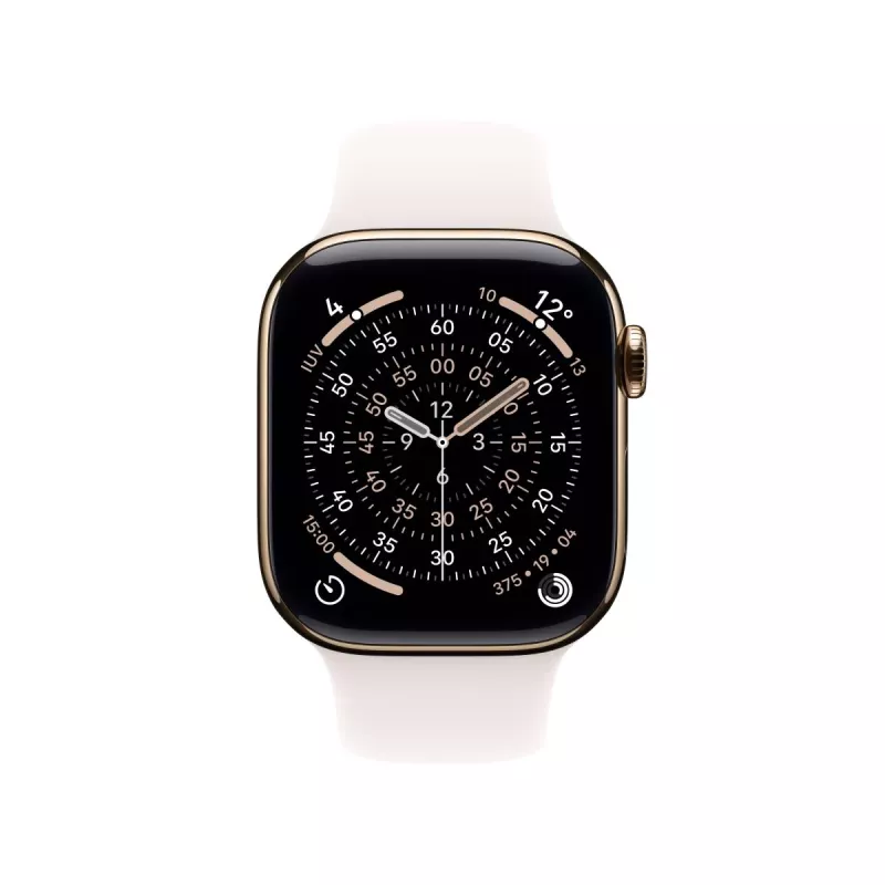 APPLE Watch Series 11 GPS + Cellular 46mm Gold Titanium Gehäuse mit Light Blush Sportband S/M