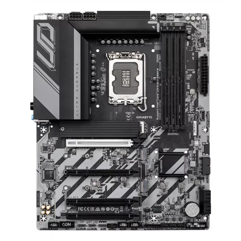 GIGABYTE Z890 UD WIFI6E Mainboard - Unterstützt Intel Core Ultra (Serie 2) CPUs, 12+1+2 Phasen VRM, bis zu 8800 MHz DDR5 (OC), 1xPCIe 5.0 + 2xPCIe 4.0, Wi-Fi 6E, 2,5 GbE LAN, USB 4
