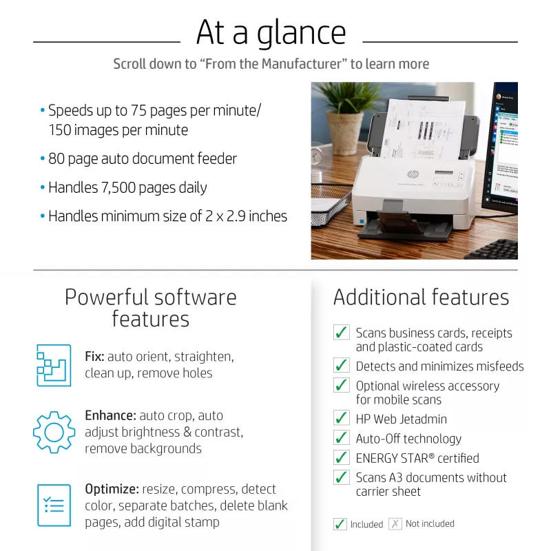 HP Scanjet Enterprise Flow 7000 s3 Sheet-fed Scanner 600 x 600 DPI A4 Weiß