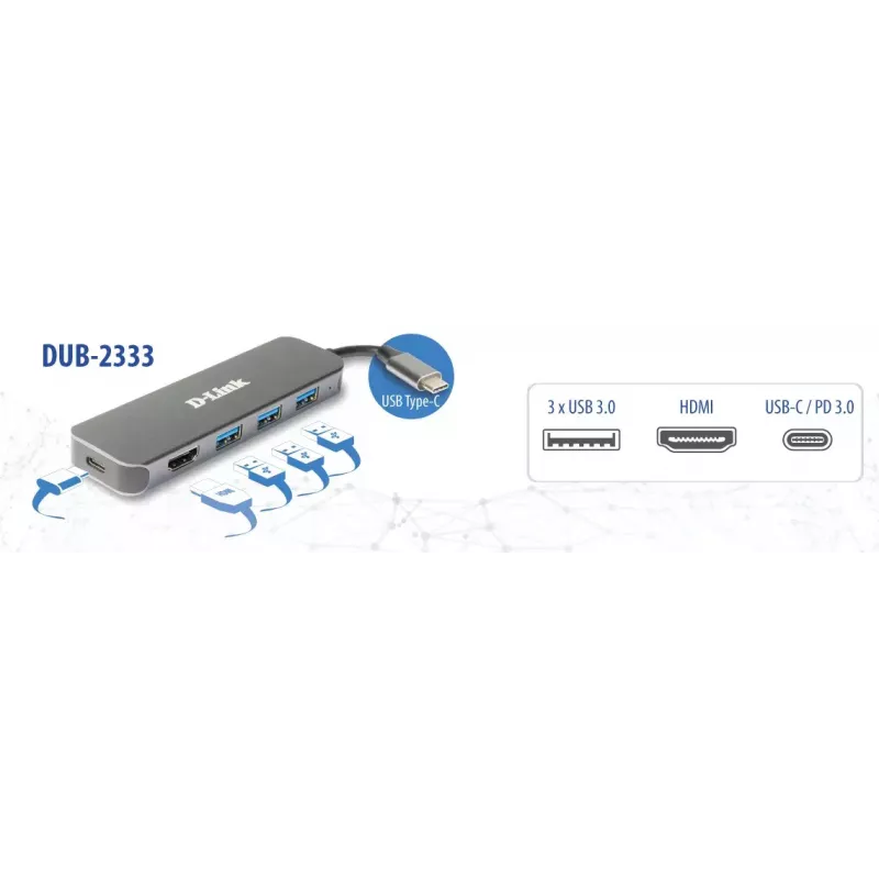D-Link 5-in-1 USB-C Hub mit HDMI/Power Delivery