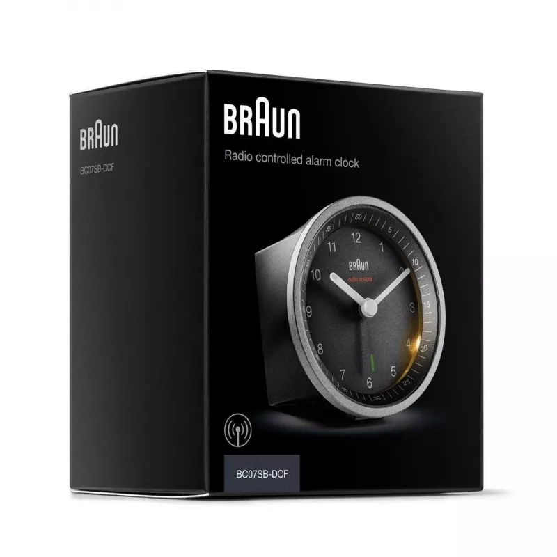 Braun BC07SB-DCF Quarz-Wecker Schwarz, Silber