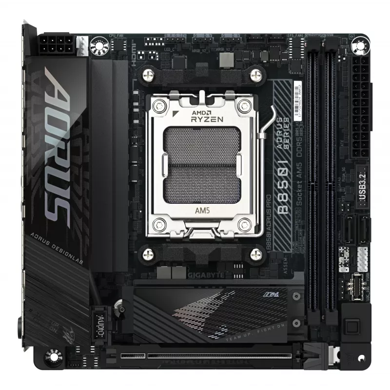 GIGABYTE B850I AORUS PRO Mainboard - AMD Ryzen 9000 Series CPUs, 8+2+1 Phasen Digital VRM, bis zu 8400MHz DDR5 (OC), 1xPCIe 5.0 + 1xPCIe 4.0 M.2, 2.5LAN, WIFI 7, USB 3.2 Gen 2