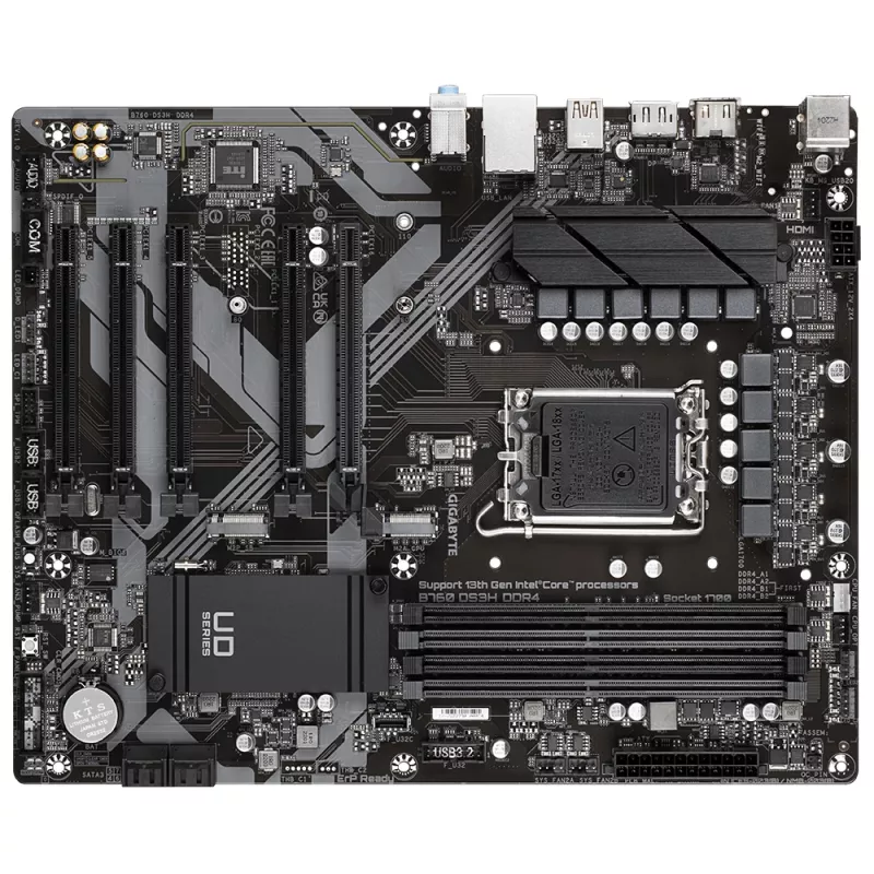 GIGABYTE B760 DS3H DDR4 Motherboard - Unterstützt Intel Core 14th CPUs, 18+2+1 Phasen Digital VRM, bis zu 5333 MHz DDR4 (OC), 2x PCIe 4.0 M.2, GbE LAN, USB 3.2 Gen 2