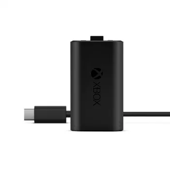 Ladekit Microsoft Xbox One Play & Charge Kit – wiederaufladbarer kabelgebundener Akku mit USB Type-C, schwarz, matt