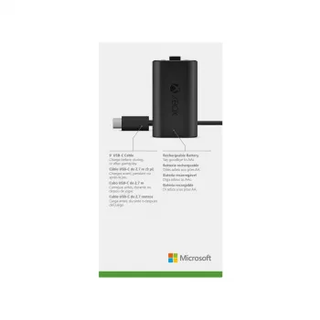 Ladekit Microsoft Xbox One Play & Charge Kit – wiederaufladbarer kabelgebundener Akku mit USB Type-C, schwarz, matt