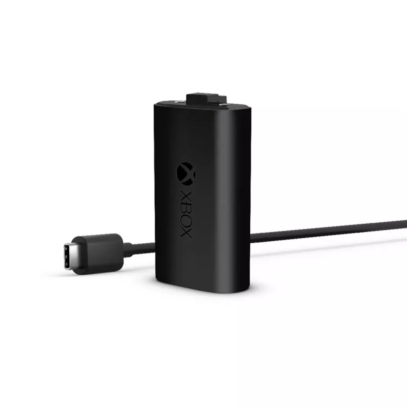 Ladekit Microsoft Xbox One Play & Charge Kit – wiederaufladbarer kabelgebundener Akku mit USB Type-C, schwarz, matt