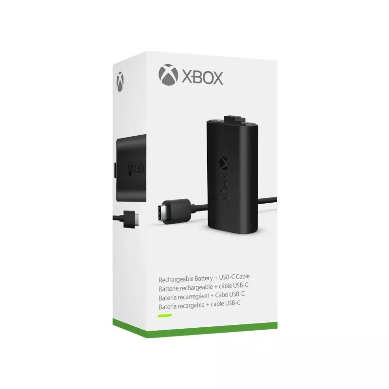 Ladekit Microsoft Xbox One Play & Charge Kit – wiederaufladbarer kabelgebundener Akku mit USB Type-C, schwarz, matt