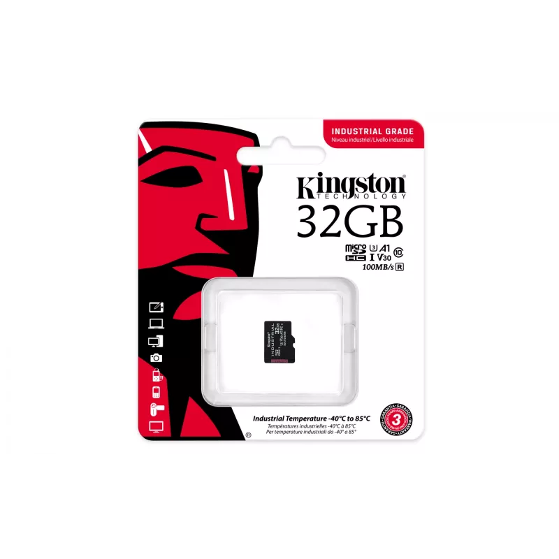 Kingston Technology 32GB microSDHC Industrial C10 A1 pSLC Card Einzelpackung w/o Adapter