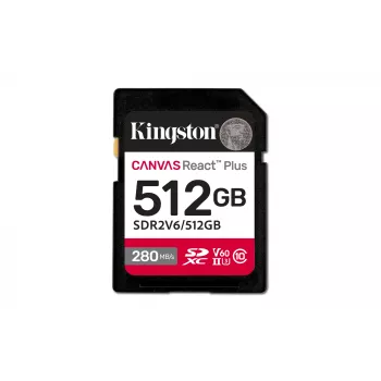 Kingston Technology 512GB Canvas React Plus SDXC UHS-II 280R/150W U3 V60 für Full HD/4K