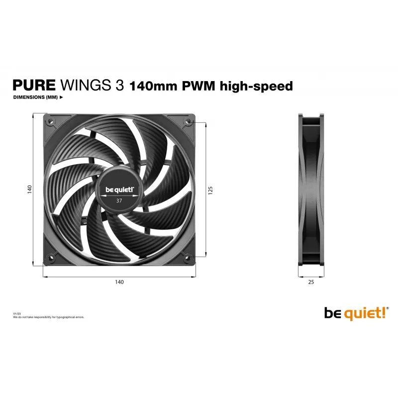 be quiet! Pure Wings 3 140mm | PWM high-speed Triple Pack Computergehäuselüfter 14 cm Schwarz 3 Stück