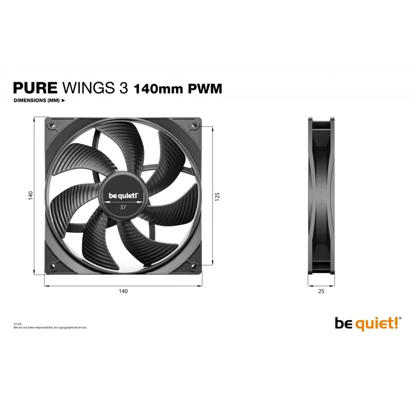 be quiet! Pure Wings 3 140mm | PWM Triple Pack Computer-Gehäuselüfter 14 cm Schwarz 3 Stück