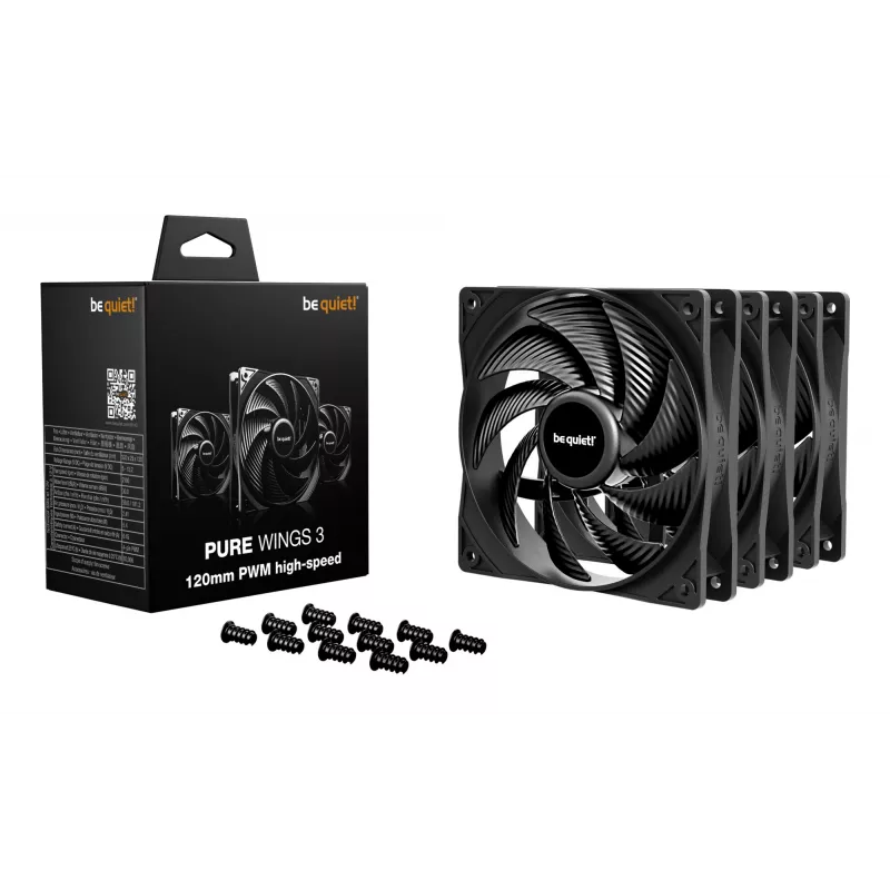 be quiet Pure Wings 3 120mm | PWM high-speed Triple Pack Computergehäuselüfter 12 cm Schwarz 3 St.