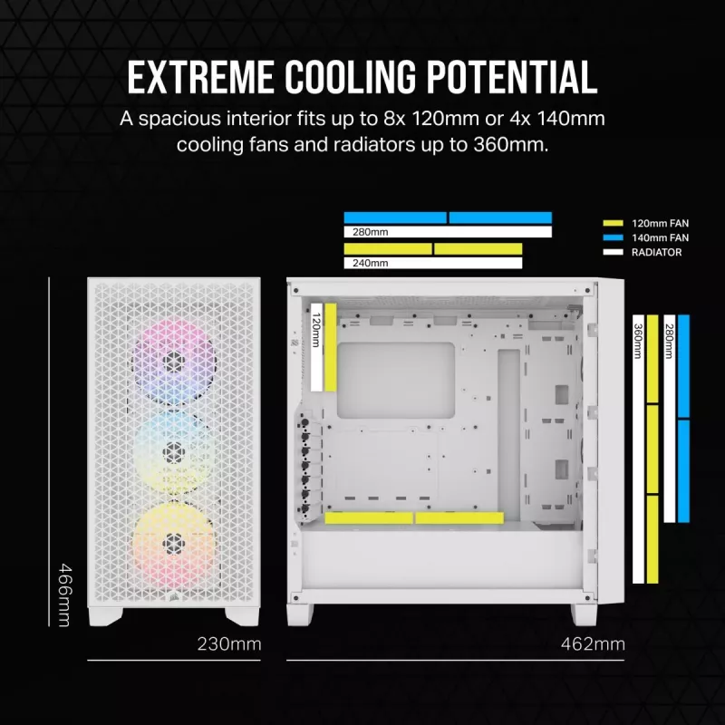 CORSAIR Mid-Tower PC-Gehäuse - 3000d RGB Airflow - Weiß
