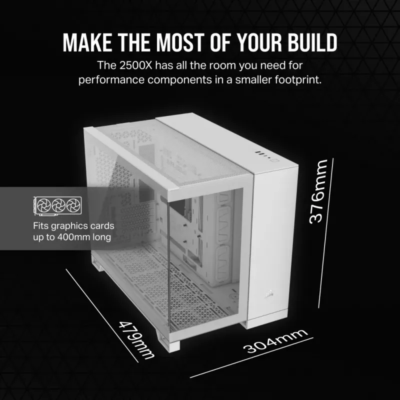 CORSAIR PC-Gehäuse – 2500X Mid-Tower Dual Chamber PC-Gehäuse – Weiß