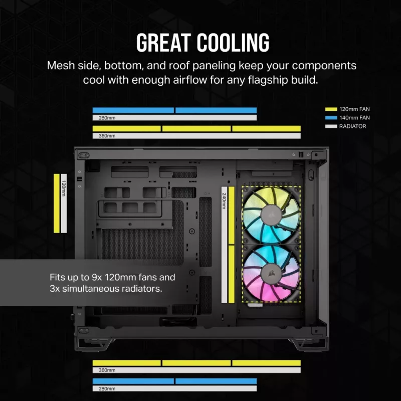 CORSAIR Pc Case - Icue Link 2500x RGB Micro ATX Dual Chamber Schwarz
