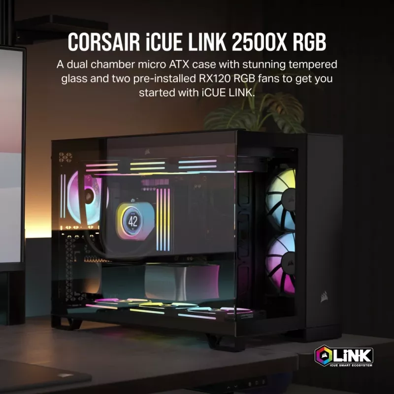 CORSAIR Pc Case - Icue Link 2500x RGB Micro ATX Dual Chamber Schwarz