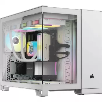 CORSAIR PC-Gehäuse – iCUE LINK 2500X RGB Micro-ATX Dual-Chamber Weiß