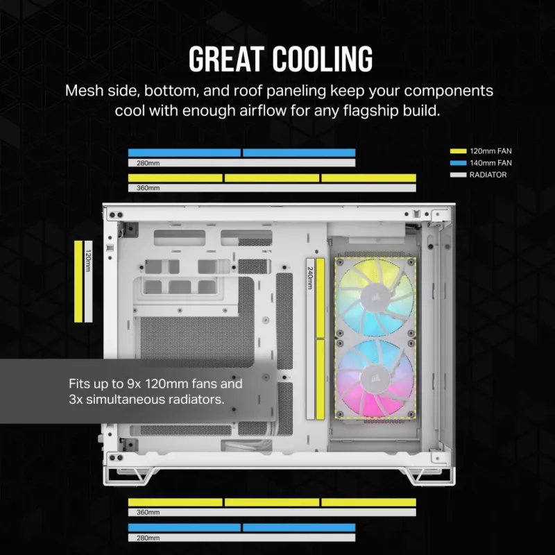 CORSAIR PC-Gehäuse – iCUE LINK 2500X RGB Micro-ATX Dual-Chamber Weiß