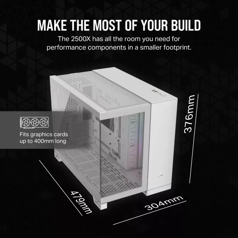 CORSAIR PC-Gehäuse – iCUE LINK 2500X RGB Micro-ATX Dual-Chamber Weiß