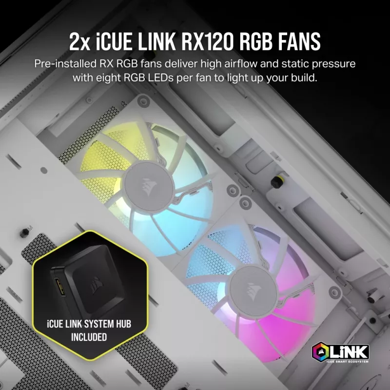 CORSAIR PC-Gehäuse – iCUE LINK 2500X RGB Micro-ATX Dual-Chamber Weiß