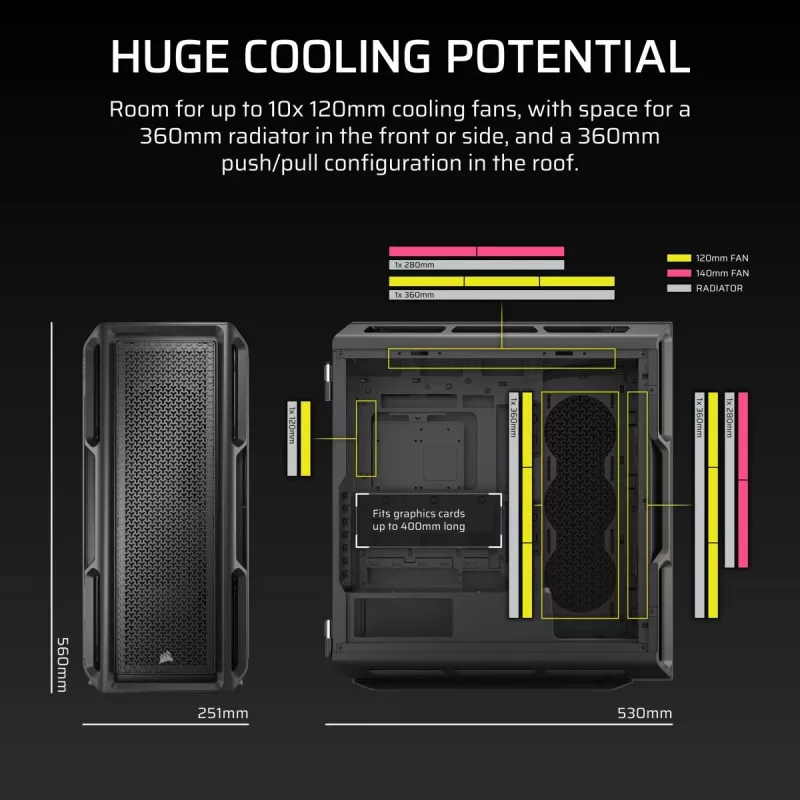 CORSAIR PC-Gehäuse - 5000T Mid-Tower High-Performance
