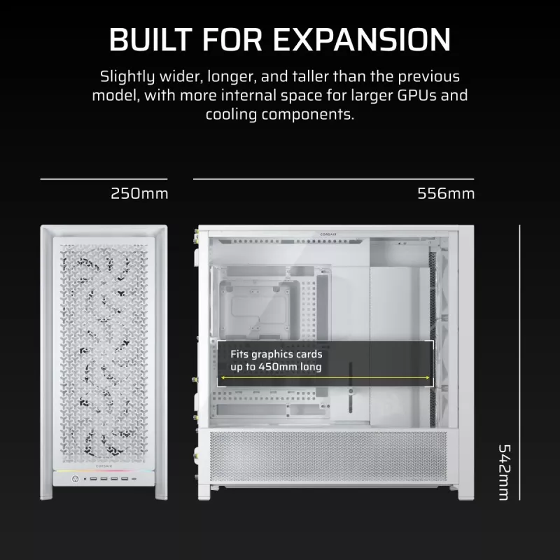 CORSAIR PC-Gehäuse - Frame 5000D RS High-Airflow Mid-Tower PC-Gehäuse - Weiß