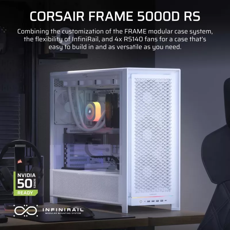 CORSAIR PC-Gehäuse - Frame 5000D RS High-Airflow Mid-Tower PC-Gehäuse - Weiß