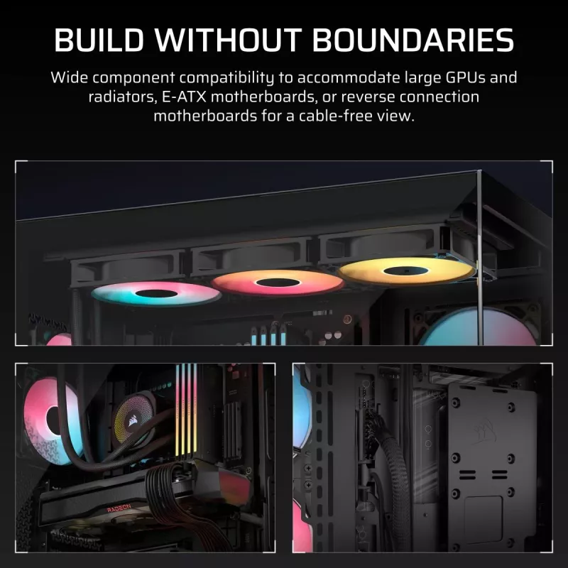 PC Midi-Tower-Gehäuse CORSAIR 3500X RS-R ARGB — Schwarz, gehärtetes Glas, unterstützt ATX/EATX/Micro-ITX, 3x120 mm Frontlüfter