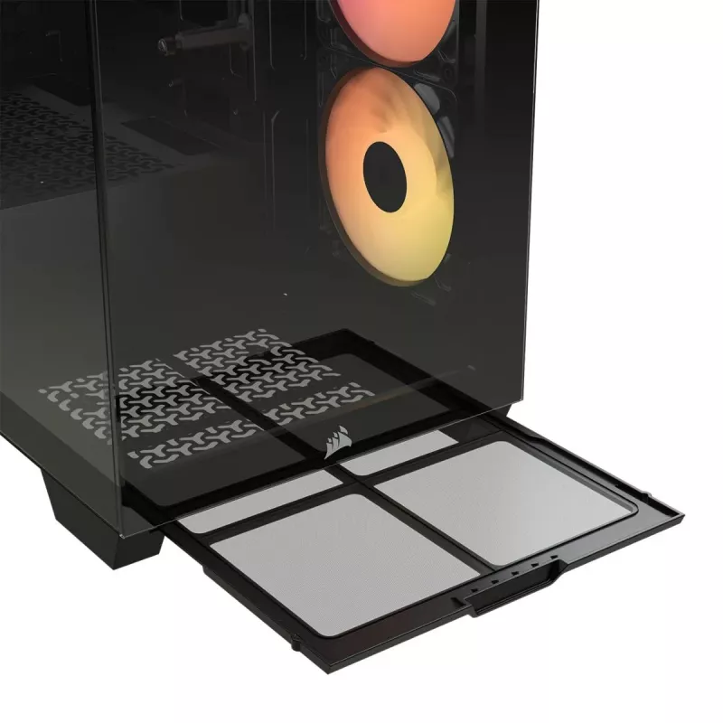PC Midi-Tower-Gehäuse CORSAIR 3500X RS-R ARGB — Schwarz, gehärtetes Glas, unterstützt ATX/EATX/Micro-ITX, 3x120 mm Frontlüfter