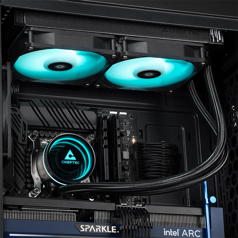 Flüssig-CPU-Kühler CHIEFTEC ICEBERG 240 RGB CLC-240-RGB — 240-mm-Radiator, AIO, RGB-Beleuchtung