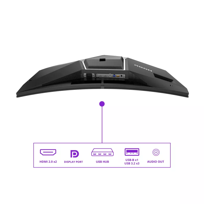 AOC AGON PRO AG346UCD Computer Monitor 86,4 cm (34 Zoll) 3440 x 1440 Pixel Wide Quad HD QD-OLED Schwarz, Grau