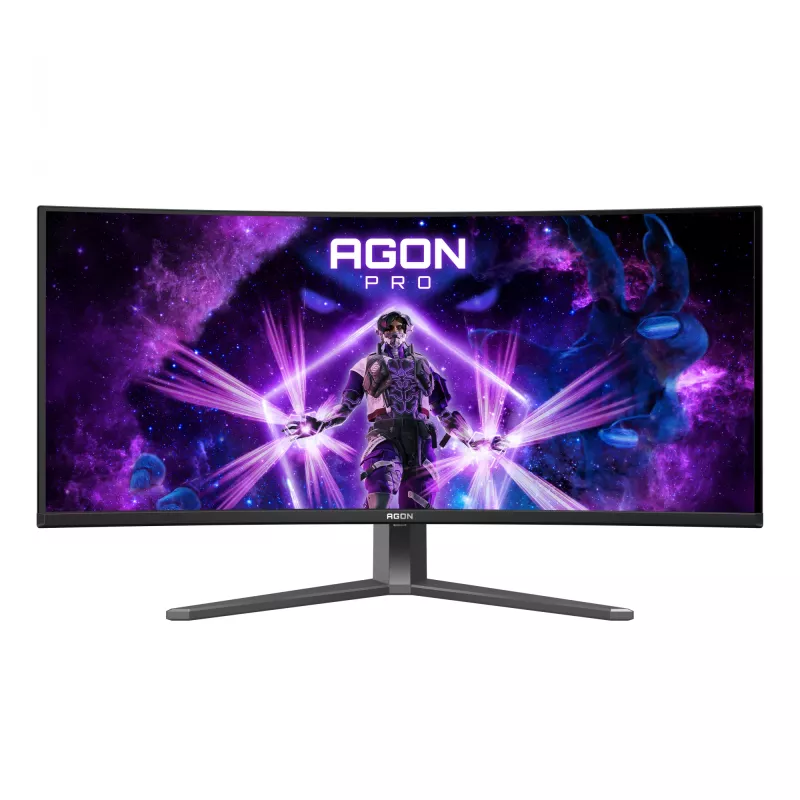 AOC AGON PRO AG346UCD Computer Monitor 86,4 cm (34 Zoll) 3440 x 1440 Pixel Wide Quad HD QD-OLED Schwarz, Grau