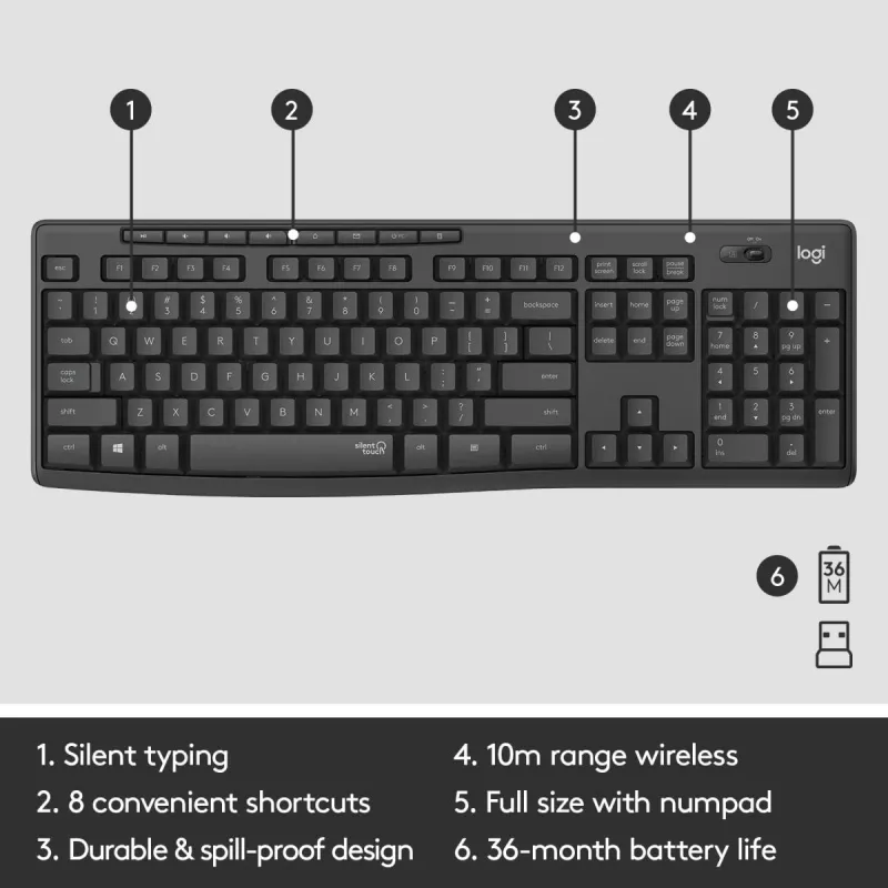 LOGITECH Mk295 Silent Wireless Combo Graphite Azerty Belgisch