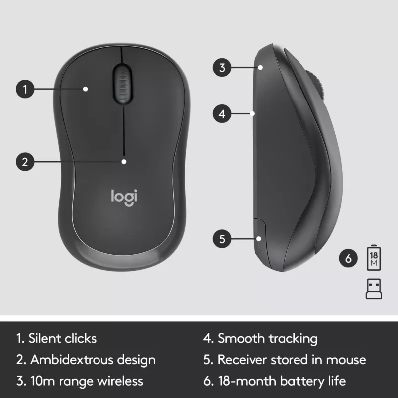 LOGITECH Mk295 Silent Wireless Combo Graphite Azerty Belgisch