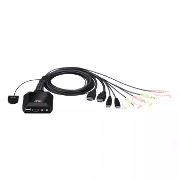 ATEN 2-Port USB 4K HDMI KVM Switch mit Fernbedienung zur Portauswahl
