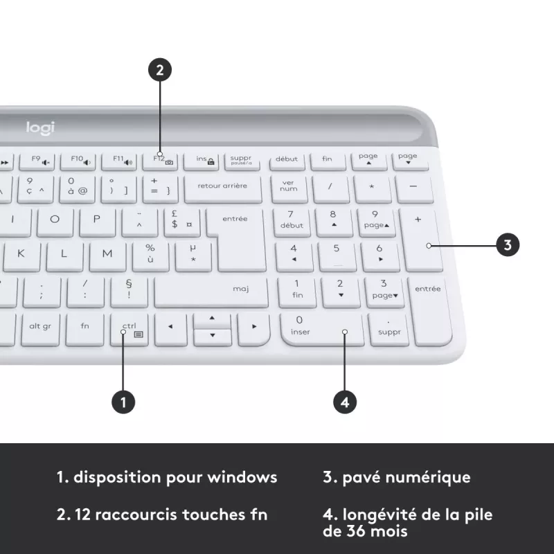 LOGITECH schlank Wireless Tastatur And Maus Combo Mk470 - Offwhite - Azerty French