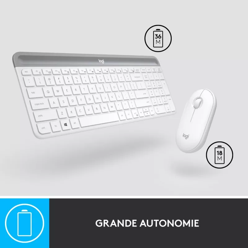LOGITECH schlank Wireless Tastatur And Maus Combo Mk470 - Offwhite - Azerty French