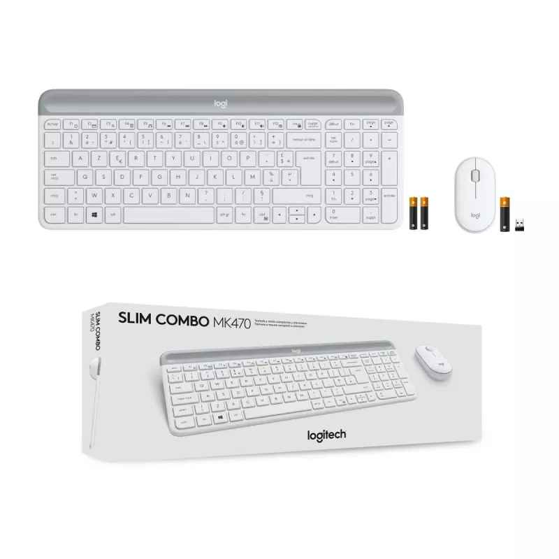 LOGITECH schlank Wireless Tastatur And Maus Combo Mk470 - Offwhite - Azerty French