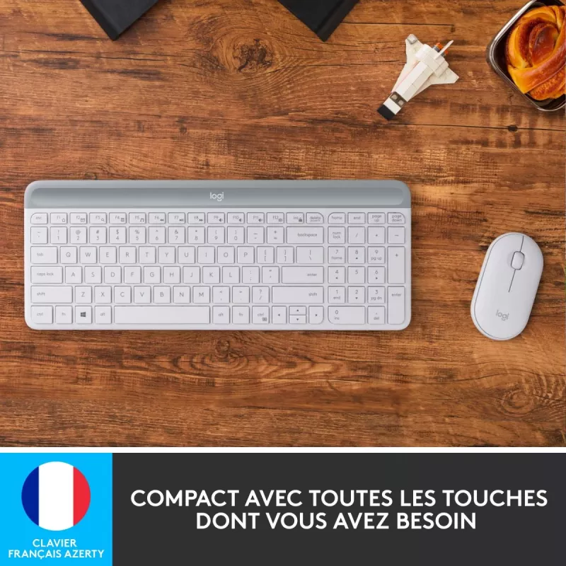 LOGITECH schlank Wireless Tastatur And Maus Combo Mk470 - Offwhite - Azerty French