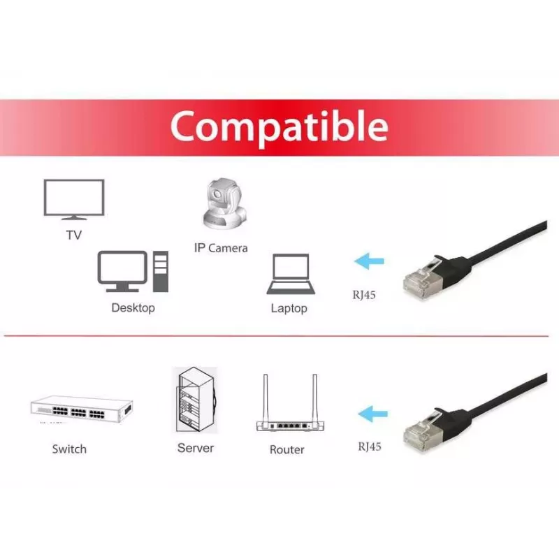 Network Cable Equip Cat.6A F/FTP Slim Patch Cable RJ-45 20m Black
