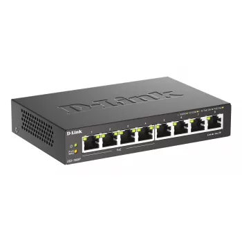 Unmanaged Switch D-Link DGS-1008P/E, L2, 8 Ports, PoE