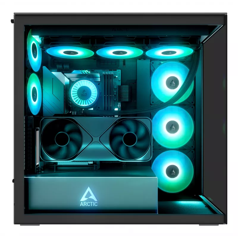 ARCTIC Xtender VG (Mirror Black) Premium E-ATX PC-Gehäuse mit vertikaler GPU-Halterung