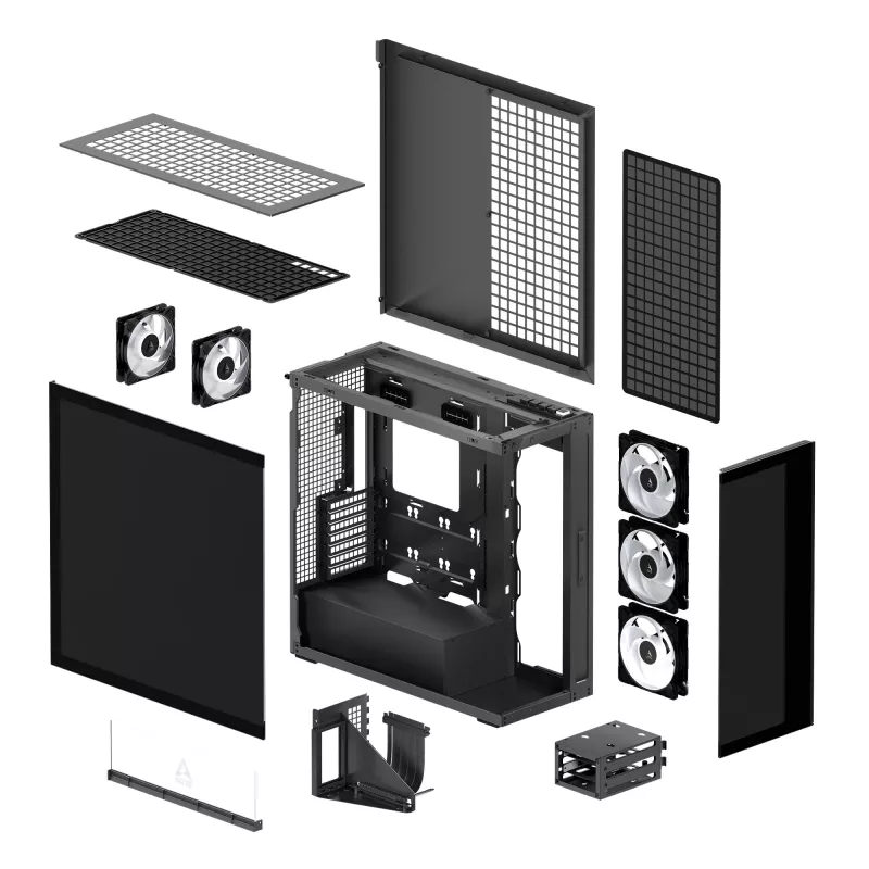 ARCTIC Xtender VG (Mirror Black) Premium E-ATX PC-Gehäuse mit vertikaler GPU-Halterung