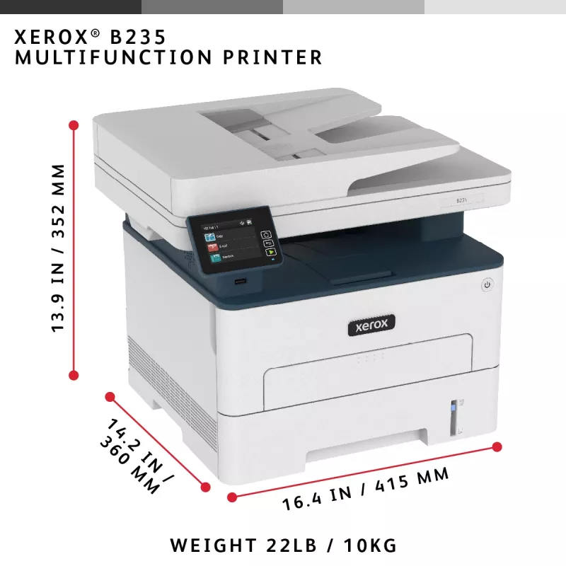 Xerox B235 A4 34ppm Wireless Duplex Kopieren/Drucken/Scannen/Fax PS3 PCL5e/6 ADF 2 Fächer insgesamt 251 Blatt