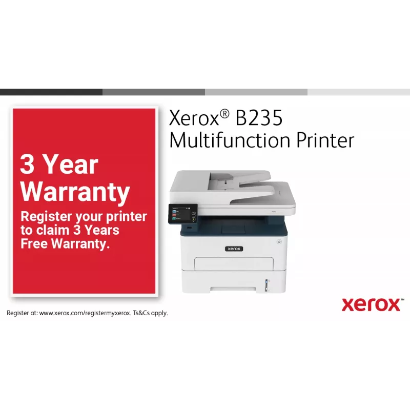 Xerox B235 A4 34ppm Wireless Duplex Kopieren/Drucken/Scannen/Fax PS3 PCL5e/6 ADF 2 Fächer insgesamt 251 Blatt