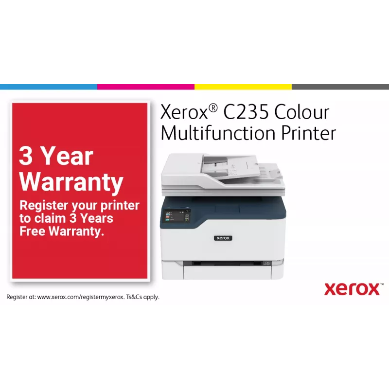 Xerox C235 A4 22ppm Wireless Kopieren/Drucken/Scannen/Fax PS3 PCL5e/6 ADF 2 Papierkassetten insgesamt 251 Blatt
