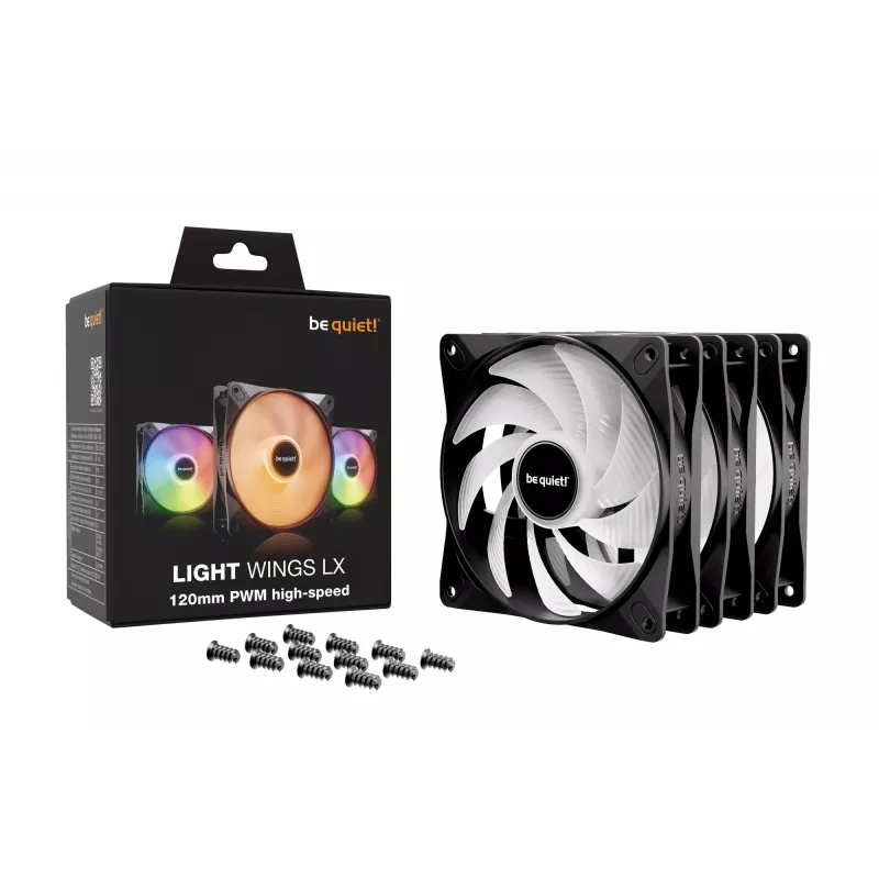be quiet LIGHT WINGS LX 120mm PWM High Speed 3-Pack Schwarz Computergehäuselüfter 12 cm 3 Stück