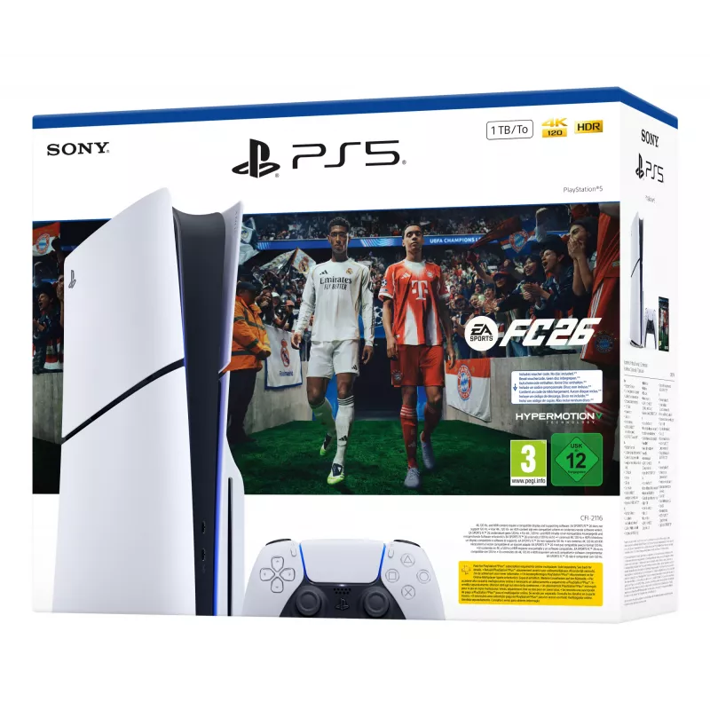 Sony PlayStation 5 + EA Sports FC 26 Bundle 1 TB Wi-Fi Schwarz, Weiß